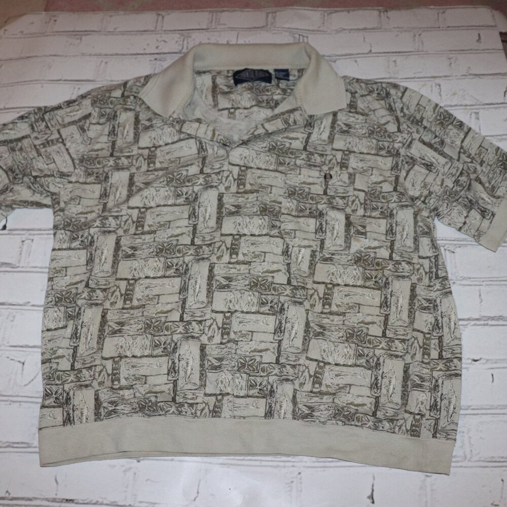 Men's Vintage Tan Collared T-shirt Essential Blues Size XL